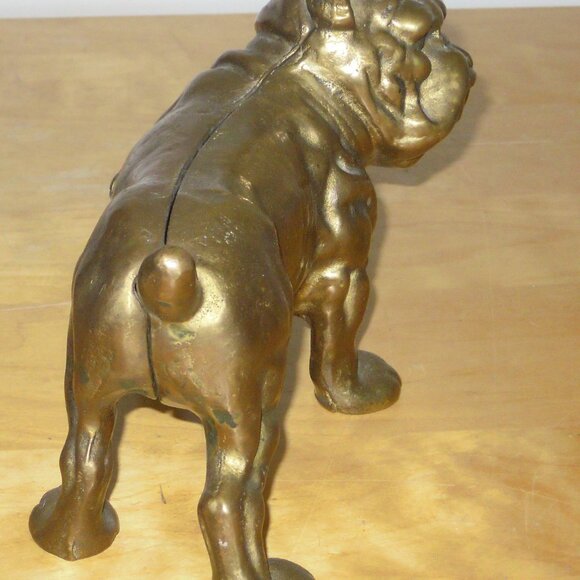 Vintage Cast 60/70s Bronze Metal Bulldog Dog Piggy Coin Still Bank 6" high - Picture 2 of 6